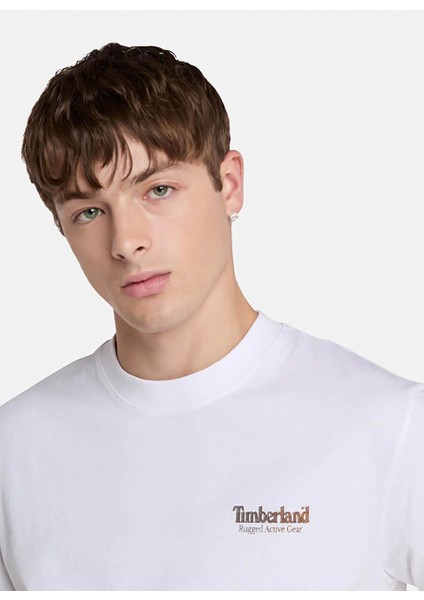 TB0A6DMA1001-RUGGED Active Gear Bac Beyaz Bisiklet Yaka Normal Kalıp Baskılı Erkek T-Shirt modelleri