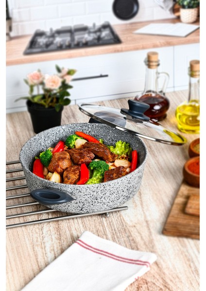 Granit Yanmaz Yapışmaz Pilav Tenceresi Gri, Dayanıklı ve Şık Mutfak Ürünü fiyatları