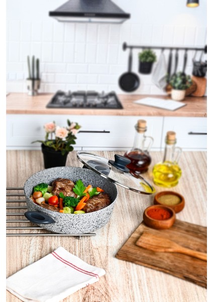 Granit Yanmaz Yapışmaz Pilav Tenceresi Gri, Dayanıklı ve Şık Mutfak Ürünü modelleri