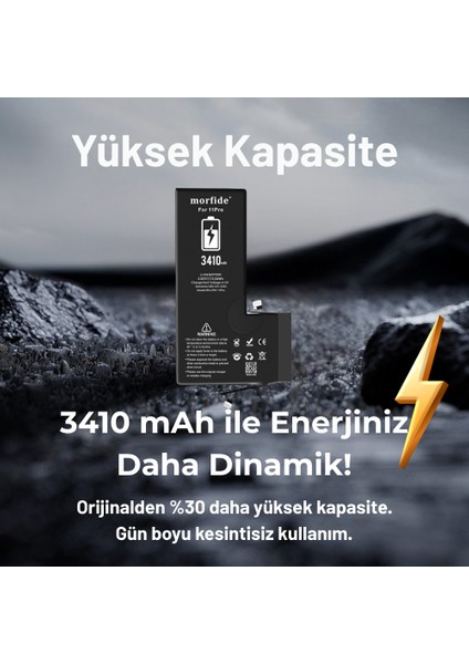 Apple iPhone 11 Pro Uyumlu 3410MAH Yüksek Kapasiteli Batarya Morfide M-Max – A Sınıf Hücre, 15 Ay Garantili fırsatları
