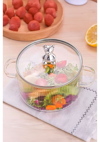 Yüksek Isıya Dayanıklı, Şeffaf Cam Tencere 1200 Ml, Şık ve Kullanışlı Mutfak Gereci