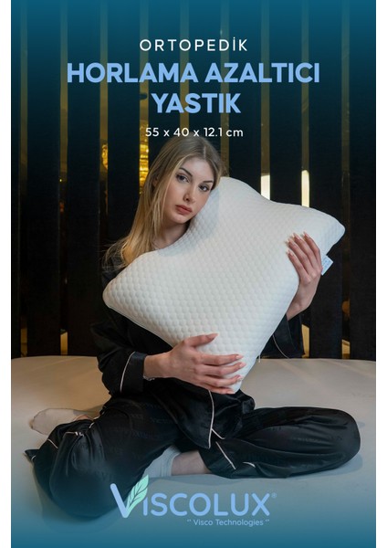 Ortopedik Visco Yastık | Anti-Horlama Uyku Yastığı 55X40X12/10 Mavi