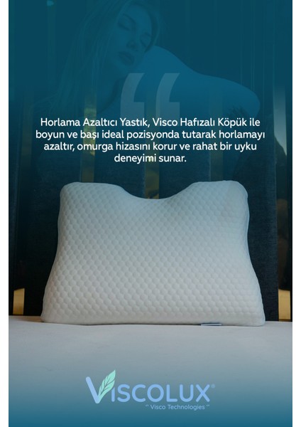 Ortopedik Visco Yastık | Anti-Horlama Uyku Yastığı 55X40X12/10 Mavi