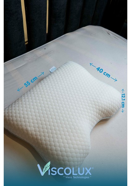 Ortopedik Visco Yastık | Anti-Horlama Uyku Yastığı 55X40X12/10 Mavi