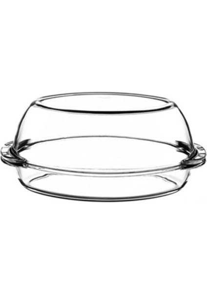 Oval Kapaklı Cam Tencere 2850 Cc, 34 Cm, Beyaz Renk
