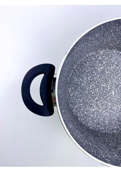 Gri 30 cm Doğal Taşlı Derin Tencere, Dayanıklı ve Şık Mutfak Gereci modelleri