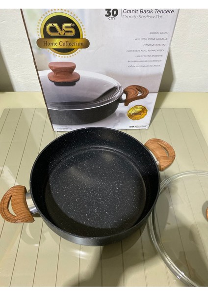 30 cm Siyah Granit Tencere, Dayanıklı ve Şık Mutfak Gereci