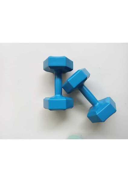 2kg x 2 Adet Mavi Köşeli Plastik Dambıl Seti, Ev ve Spor Salonu Kullanımı