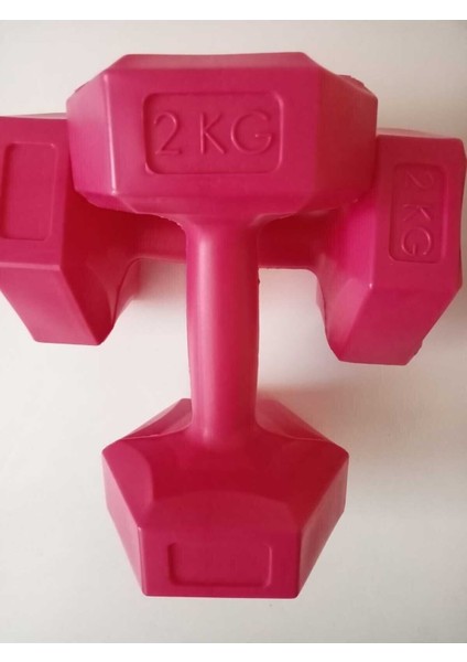 2 kg x 2 Adet Fuşya Vinyl Dambıl Seti, Hafif ve Şık Tasarım