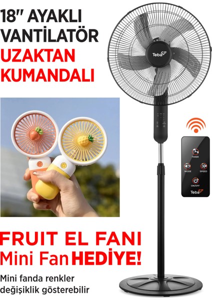 Pazaraza Teba Uzaktan Kumandalı 18 Inch Dokunmatik Ayaklı Vantilatör Mini Fan Hediyeli