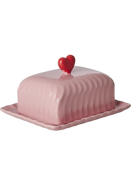 Seramik Tereyağlık - Pembe Kalp fiyatları