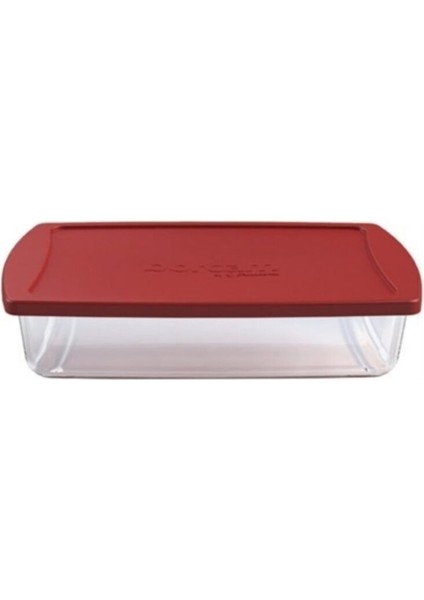 Turuncu Dikdörtgen Kapaklı Cam Saklama Kabı 1320 cc