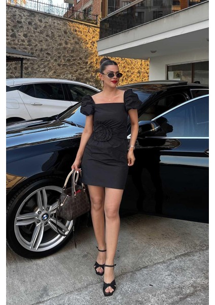 Balon Kol Tasarım Elbise Siyah fiyatları