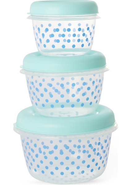 Plastik Saklama Kabı - Mint Puantiye