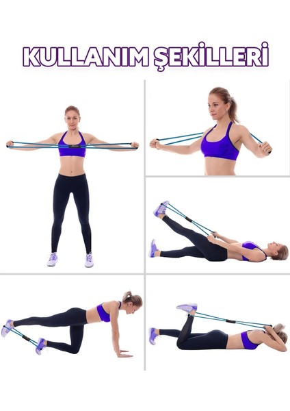 Çok Renkli Pilates Direnç Lastiği, Göğüs, Bacak, Kol Geliştirici, Evde Spor Aleti