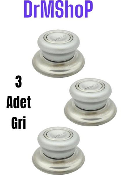 Gri Tencere, Tava, Sahan Cam Kapak Kulbu Seti - 3 Adet