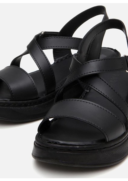 Kadın Siyah Comfort Düz Sandalet indirimleri