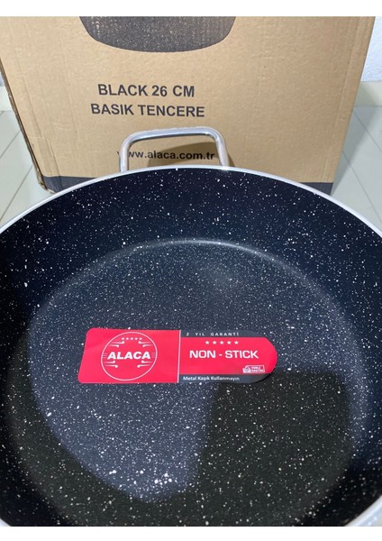 26 cm Siyah Granit Basık Tencere, Dayanıklı ve Şık Mutfak Gereci fiyatları