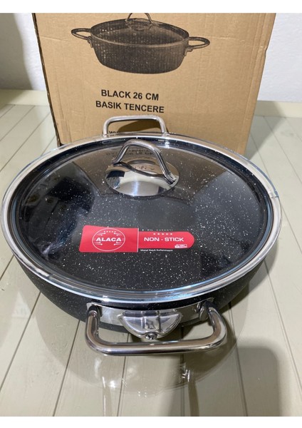 26 cm Siyah Granit Basık Tencere, Dayanıklı ve Şık Mutfak Gereci fırsatları