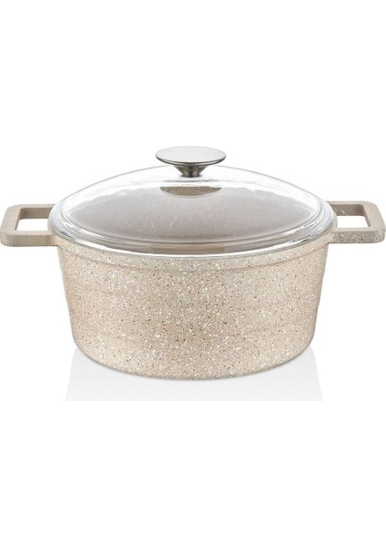 24 cm Döküm Kapaklı Tencere, Kahverengi, Dayanıklı ve Şık Tasarım