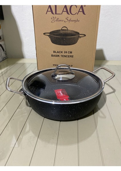 24 cm Siyah Granit Tencere, Dayanıklı ve Şık Mutfak Gereci