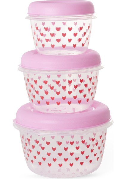 Plastik Saklama Kabı - Pembe Puantiye