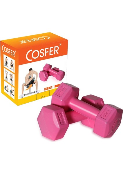 Pembe 1 kg x 2 Adet Hafif ve Dayanıklı Plastik Dambıl Seti