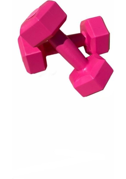 Fuşya Pembe Mini Plates ve Dambıl Seti, Sağlıklı ve Şık Spor Ekipmanı