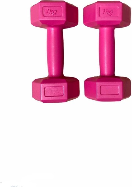 Fuşya Pembe Mini Plates ve Dambıl Seti, Sağlıklı ve Şık Spor Ekipmanı