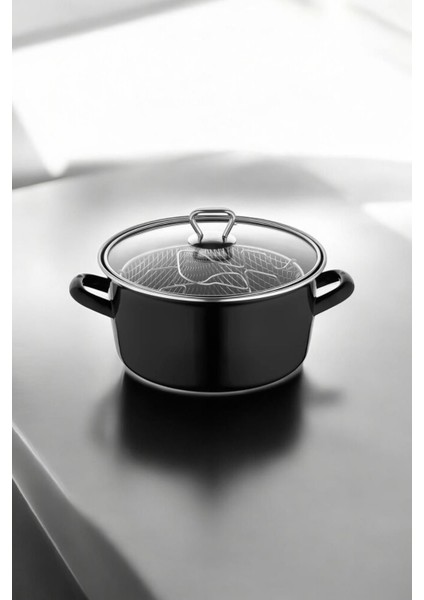 Emaye Siyah Kızartma Tencere, Cam Kapaklı, Dayanıklı ve Şık Tasarım fiyatları