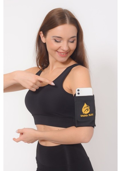 Siyah Sporcu Kol Bandı, Tüm Telefonlara Uyumlu ve Güçlü Tasarım