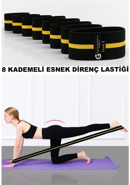 8 Kademe Direnç Lastiği, Pilates ve Yoga Için Esneme Kayışı, Çok Amaçlı Spor Bandı