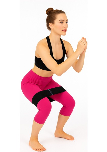 Orta Sert Pilates Lastiği, Kalça ve Squat Egzersizi Için Direnç Bantı, Siyah indirimleri