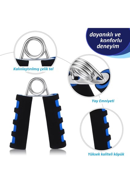 Mavi Renkli Kol ve Parmak Güçlendirme Elastik Egzersiz Yayı modelleri