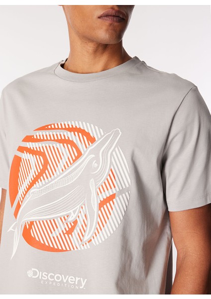 Gri Erkek Bisiklet Yaka Relaxed Baskılı T-Shirt D4SM-TST3271 fırsatları