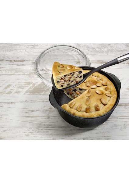 Siyah Yuvarlak Tencere, Cam Kapaklı, Non-Stick, 3150CC fiyatları