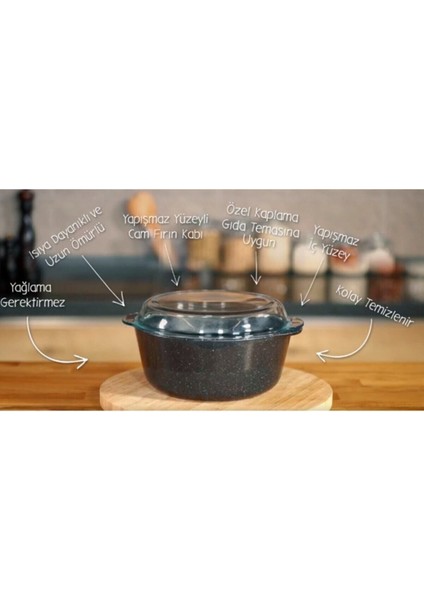 Sağlam ve Şık Siyah Granit Kaplama 2'li Set, Dayanıklı ve Kullanışlı Mutfak Gereçleri fırsatları