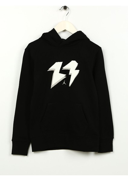 Çocuk Siyah Kapüşonlu Baskılı Sweatshirt 95C661-023 Jdb Mj Flıght Mvp Ft Po