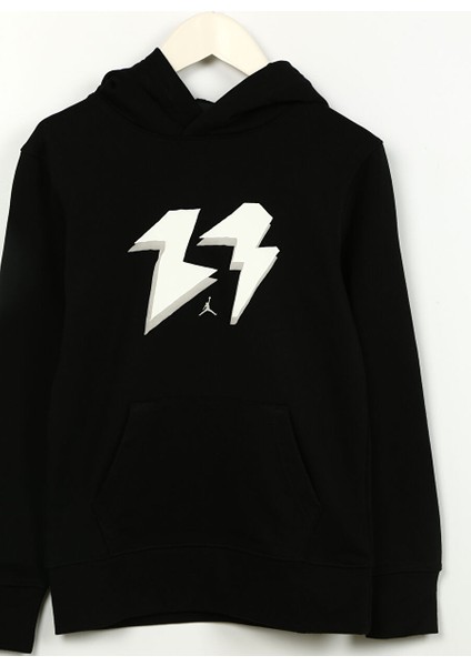 Çocuk Siyah Kapüşonlu Baskılı Sweatshirt 95C661-023 Jdb Mj Flıght Mvp Ft Po modelleri