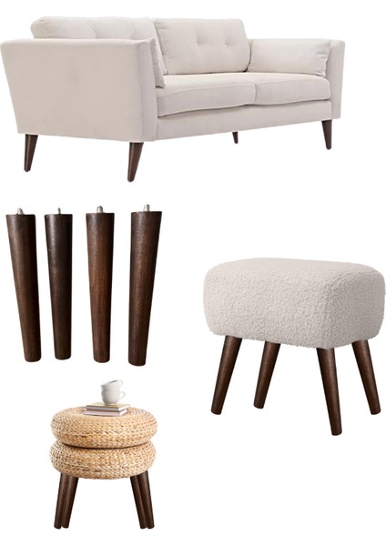 Koyu Meşe 24 cm Ahşap Mobilya Ayağı – 4 Adet (Berjer, Puf, Tv Ünitesi, Sehpa, Komodin Için – Bağlantı Aparatları ve Vidalar Dahil) fiyatları