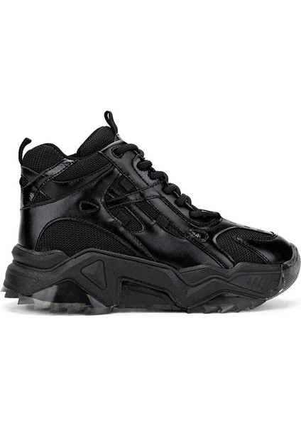 Kadın Suni Deri Siyah/siyah Sneakers & Spor Bot