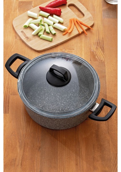 Granit Tasarımlı 16 cm Derin Tencere, Dayanıklı ve Şık Mutfak Gereci