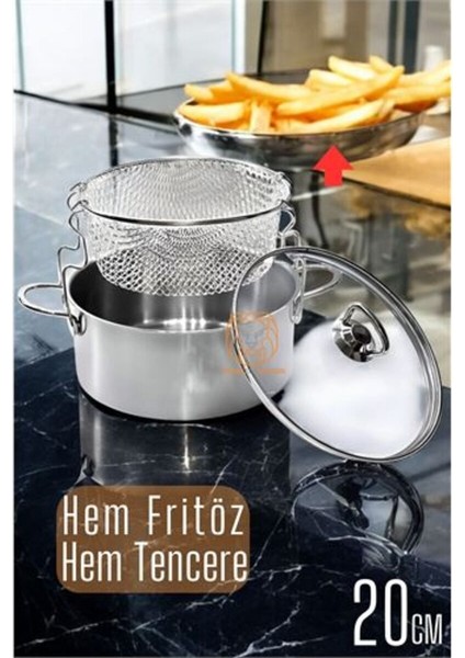 Çelik Çok Renkli Çok Amaçlı Kızartma Tenceresi 20 cm