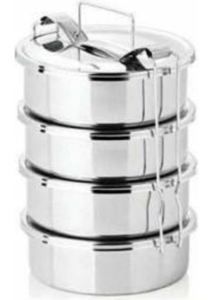 4 Katlı Isıtılabilir Sefer Tabağı, Paslanmaz Çelik, 1-3 Kişilik, 12X6CM