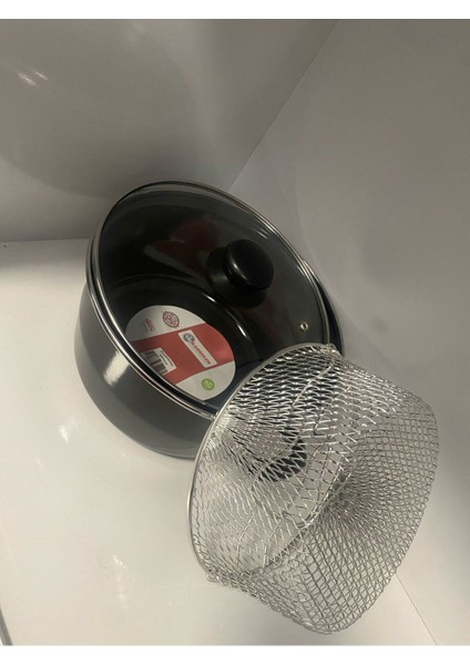 Siyah Emaye Cam Kapaklı Kızartma Tencere 22 Cm, Dayanıklı ve Şık Tasarım indirimleri