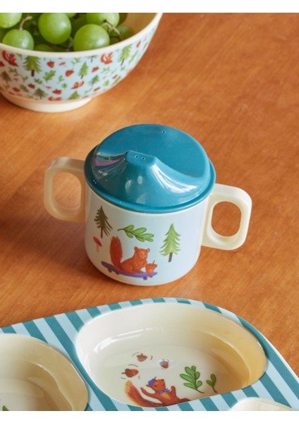Melamin Çocuk Kapaklı Bardak - Mavi Mutlu Orman modelleri