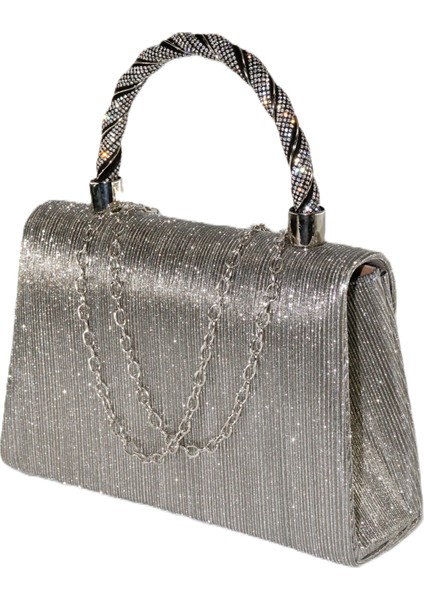 Lazer Kumaş. Platin Abiye Çanta. Taşlı Kadın Abiye Çanta. Abiye Çanta Metalik. Gri El Düğün Çantası