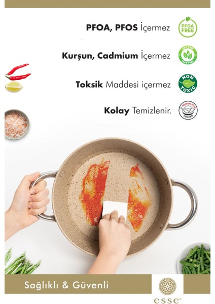Krem Renkli 20 cm Derin Yapışmaz Tencere, Dayanıklı ve Şık Mutfak Gereci fırsatları