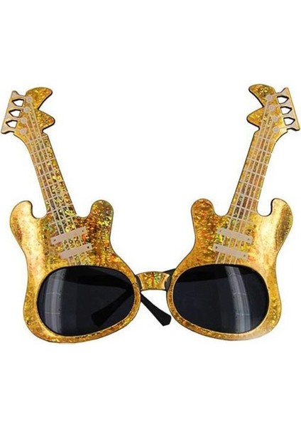 Altın Renk Gitar Şekilli Parti Gözlüğü