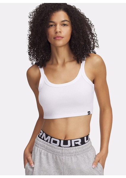 Beyaz Kadın Fitted Düz Atlet 6000265-100 Ua Rival Rib Baby Tank